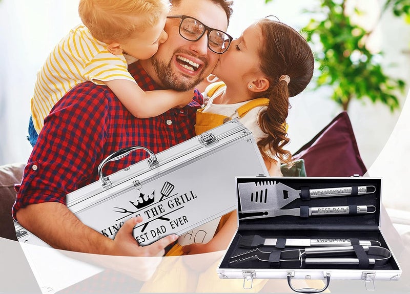 Bonsai Tree Dad Birthday Gifts from Daughter, Gifts for Dad, Best Dads Ever Gift for Fathers Day - Cool Grilling BBQ Present for Father from Son - Daddy Stainless Steel Metal Tool Heavy Duty Set 4 - Image 2